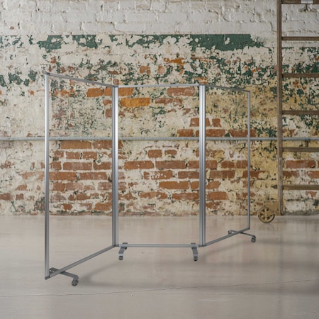 Flash Furniture Transparent Mobile Partition, 72"H x 36"L BR-PTT001-3-AC-90183-GG